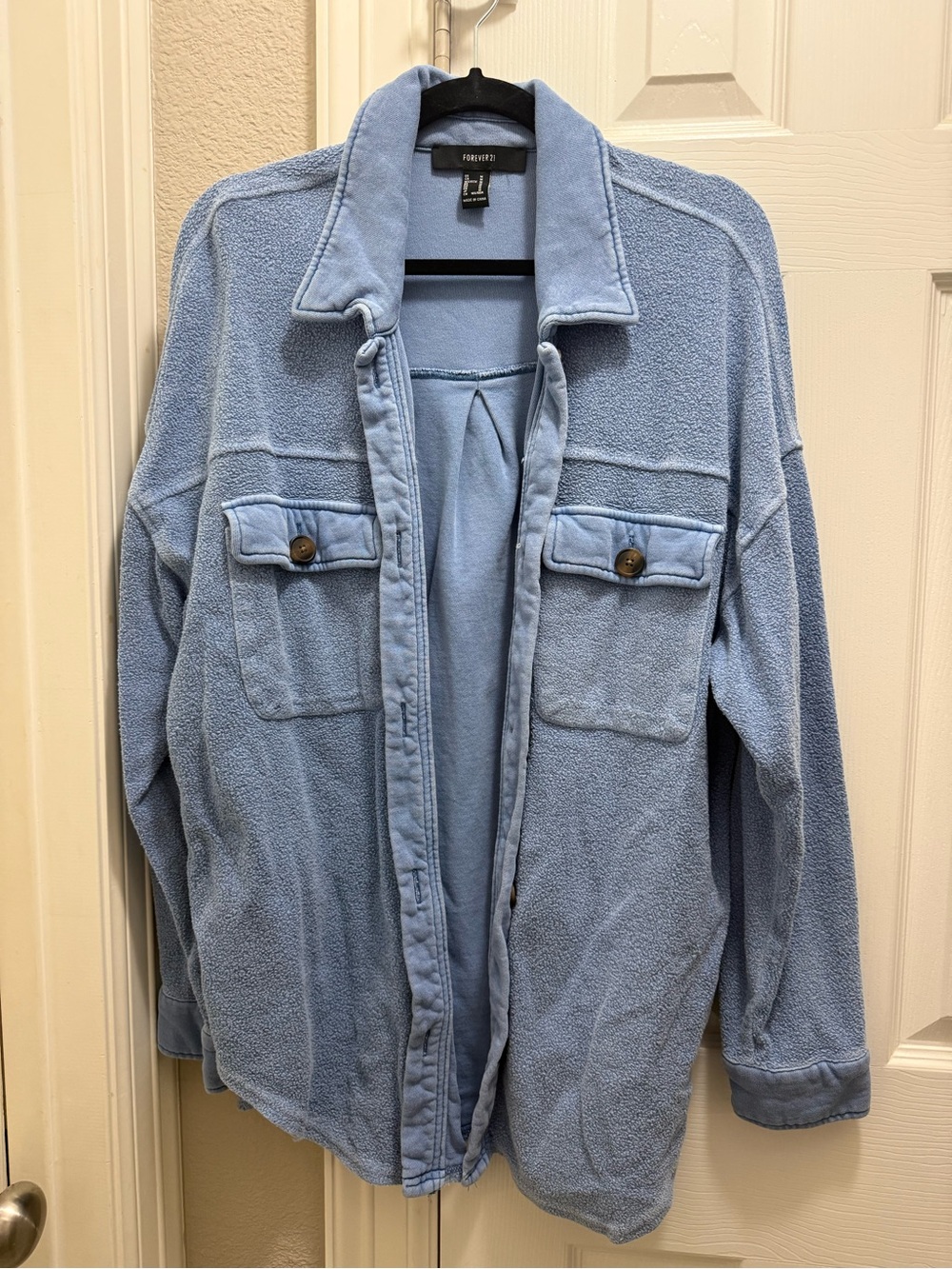 Forever 21 Light Blue Fleece Shirt Jacket